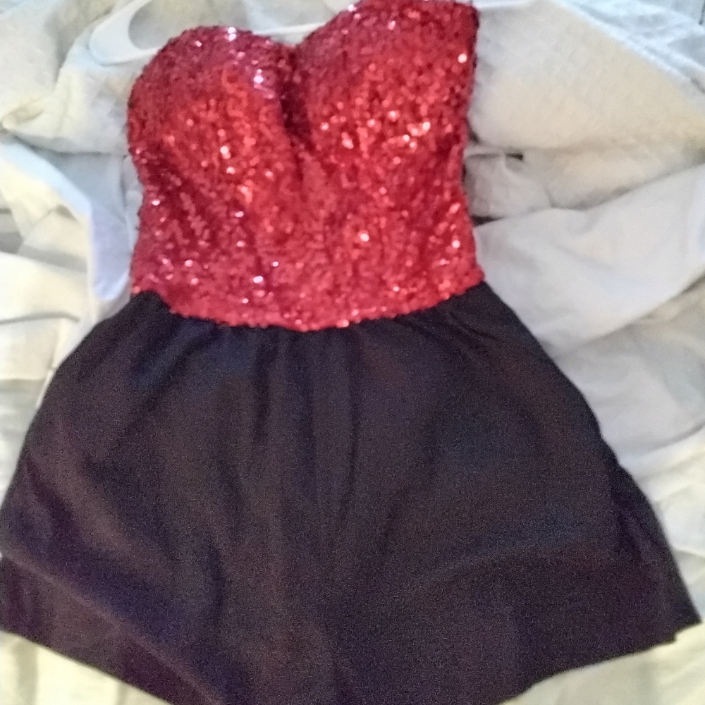 Sequin red and black romper by Casting LA sz med